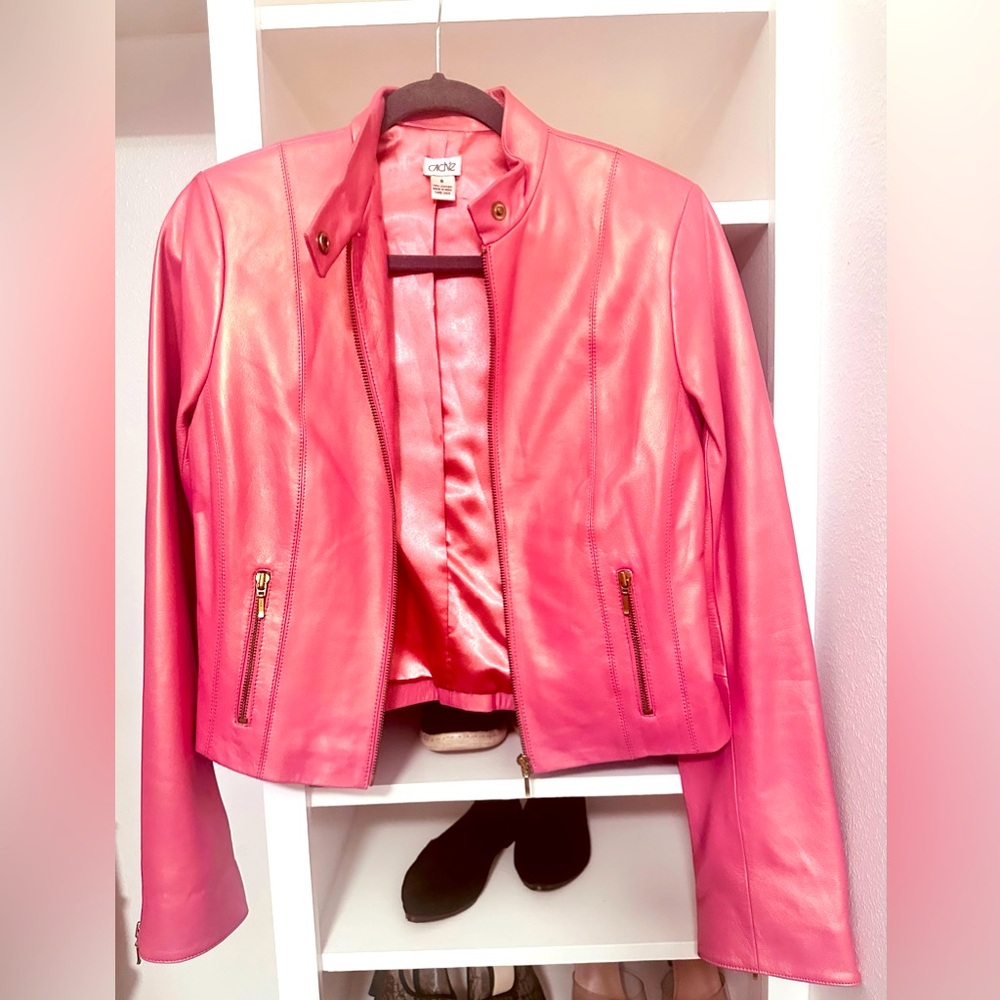 Cache Vintage Salmon Pink Leather Jacket